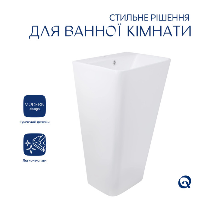 Комплект Qtap Tern: Раковина напольна моноблок 440х380х830 мм White + Донний клапан PU02O (QT1711G302WN47320)