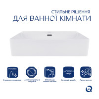 Комплект Qtap Nando LT: Раковина підвісна прамокутна 610х420х140 мм White + Донний клапан PU02O (QT12112173WN47326)