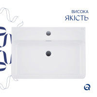 Комплект Qtap Nando LT: Раковина підвісна прамокутна 610х420х140 мм White + Донний клапан PU02O (QT12112173WN47326)