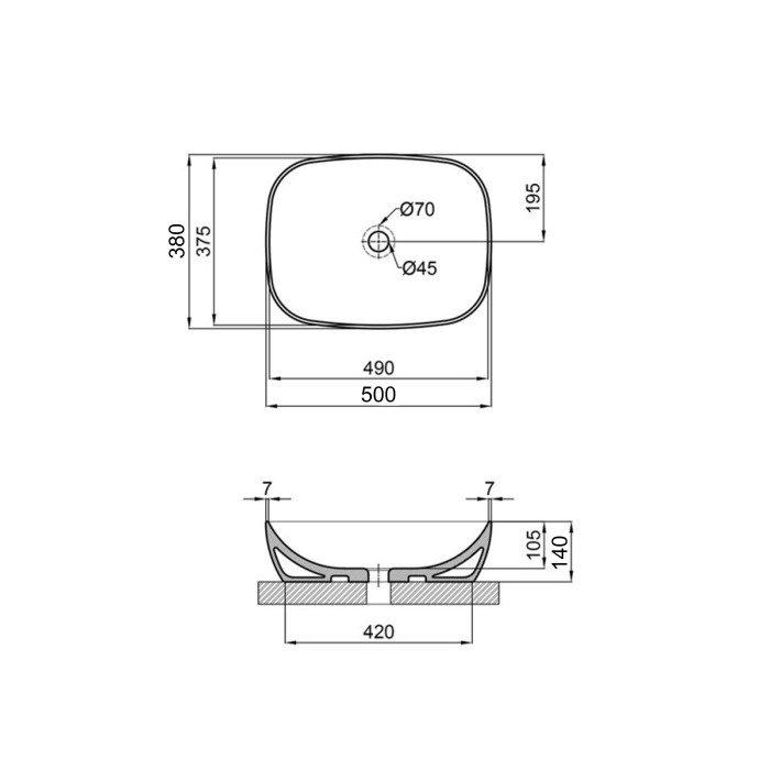 Раковина-чаша Qtap Cardinal 500х380х140 мм White QT04116302W (QT04116302W)