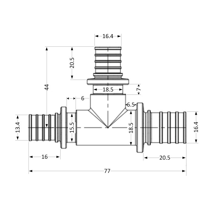 Трійник натяжний Icma №1039 d20х20х16 851039GWGWBO05 (851039GWGWBO05)
