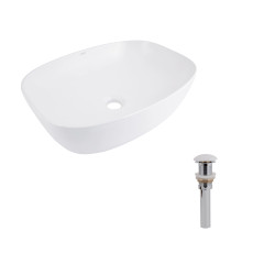 Комплект Qtap Cardinal: Раковина накладна 600x380x140 мм, White, овальна + Донний клапан Pop-up PU02 (QT04116257W48465)