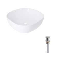 Комплект Qtap Kolibri: Раковина накладна 400x400x140 мм, White, квадратна + Донний клапан Pop-up PU02 (QT10116303W48466)