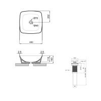 Комплект Qtap Kolibri: Раковина накладна 400x400x140 мм, White, квадратна + Донний клапан Pop-up PU02 (QT10116303W48466)