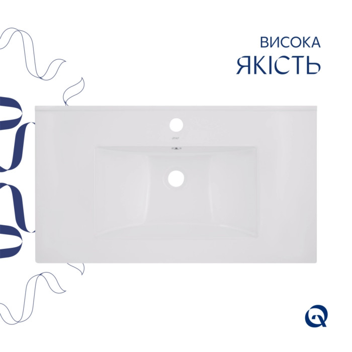 Комплект Albatross: Раковина врізна меблева 820x460x180 мм, White, прямокутна + Донний клапан Pop-up PU02O (QT01113080CW148475)