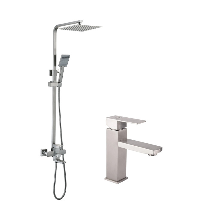 Акционный набор Lidz Kubis: Душевая система 1030 Nickel + Смеситель 001F Nickel в подарок (LDKUB1030NKS2853848545)