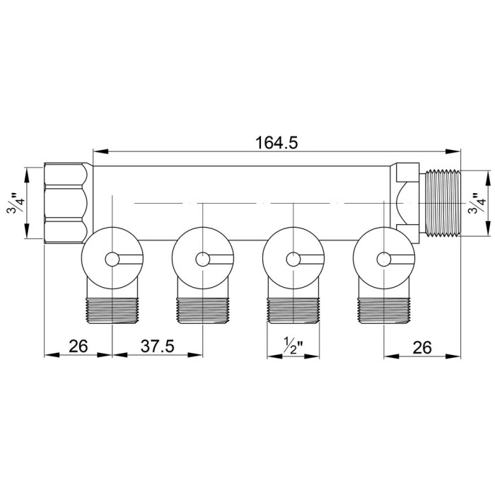 Коллектор Icma 1" 4 выхода №227 (87227PC06)