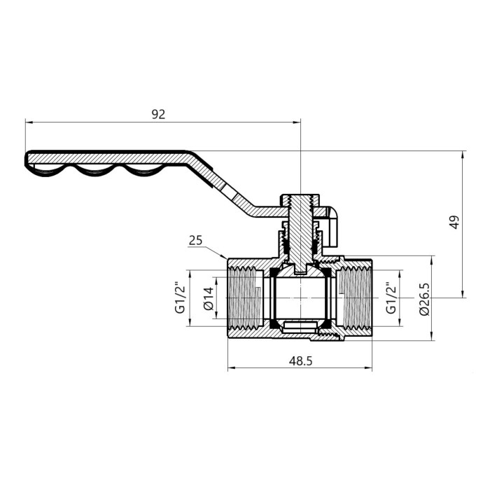 Кран кульовий SD Plus 1/2" ВР для газу (важіль) SD600G15 (SD600G15)