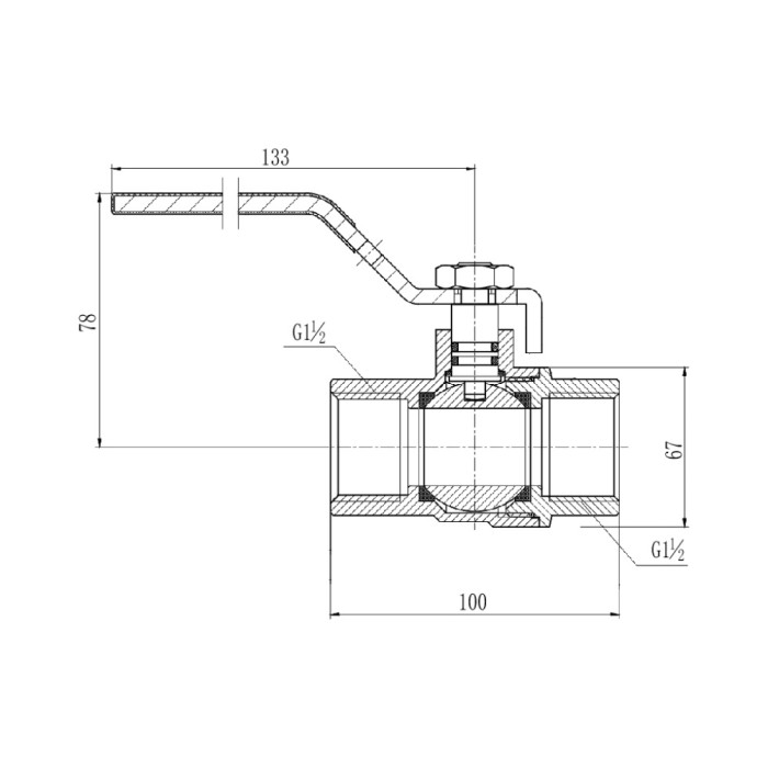 Кран кульовий SD Forte 1" 1/2 ВР для газа (ручка) SF600G40 (SF600G40)
