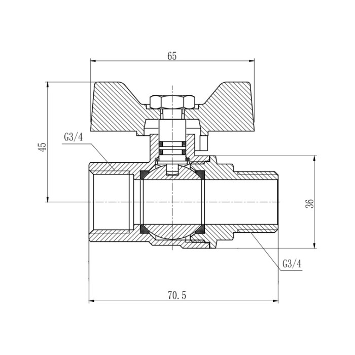 Кран кульовий SD Forte 3/4" ВЗ для газа (метелик) SF607G20 (SF607G20)