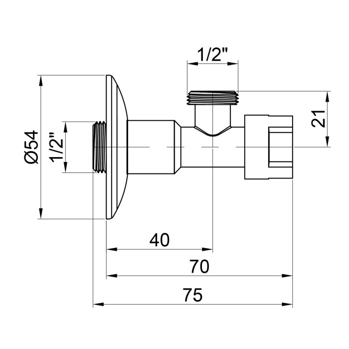 Кран приладовий буксовий Icma 1/2" кутовий №519 (90519AD07)