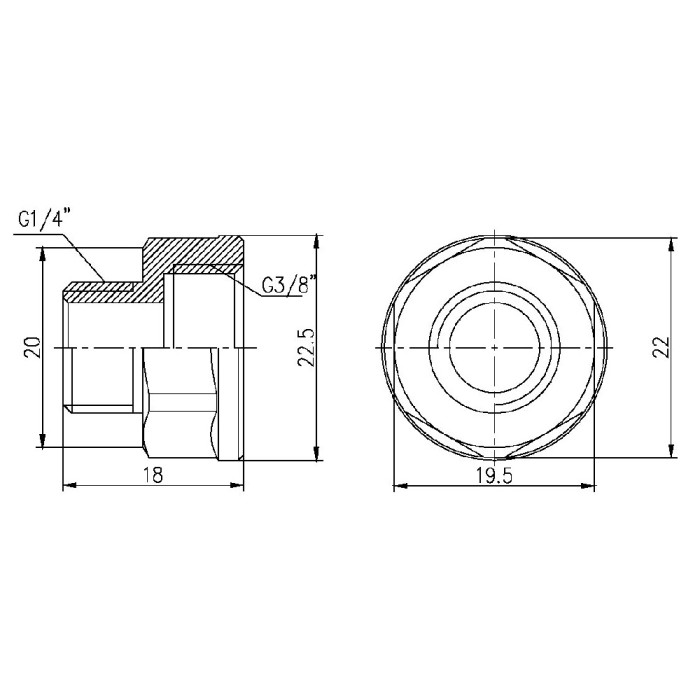 Перехід SD Forte 3/8"х3/4" ВЗ SF36096 (SF36096)
