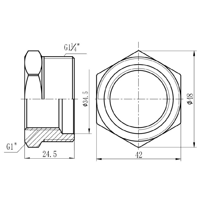 Футорка SD Forte 1" 1/4х1" ЗВ SF3743225 (SF3743225)