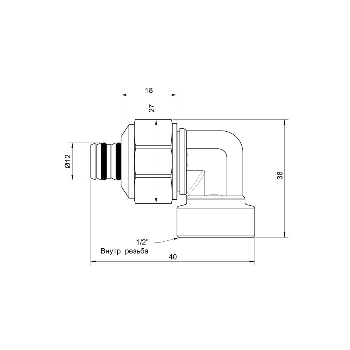 Кутик обтискний Icma 16х1/2" ВР №535 (81535ADGH06)