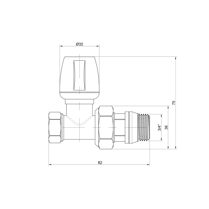 Кран радіаторний Icma 3/4" з антипротіканням прямий №813+940 (82813AE06940)