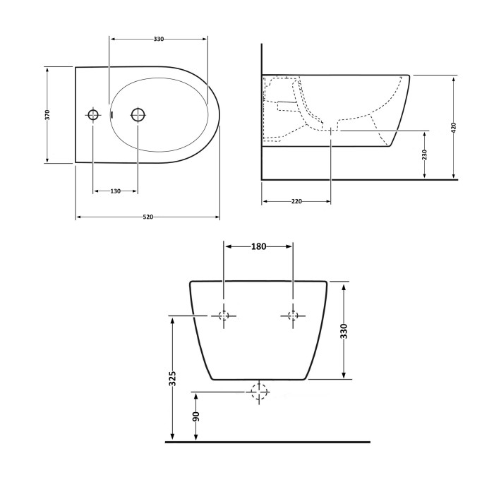 Біде підвісне Qtap Swan 520х360х320 White QT16555378W (QT16555378W)