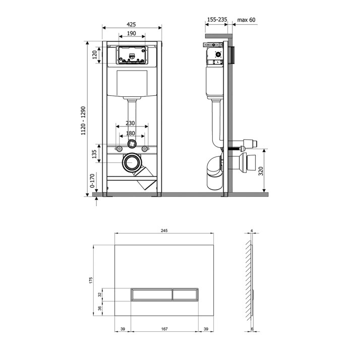 Набір інсталяція 4 в 1 Qtap Nest ST з лінійною панеллю змиву QT0133M425V1105GW (QT0133M425V1105GW)