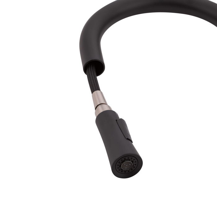 Змішувач для кухні Qtap Evicka з висувним виливом QTEVI9135103UB Black Matt (QTEVI9135103UB)