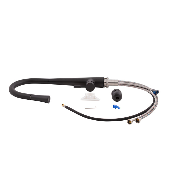 Змішувач для кухні Qtap Evicka з висувним виливом QTEVI9135103UB Black Matt (QTEVI9135103UB)