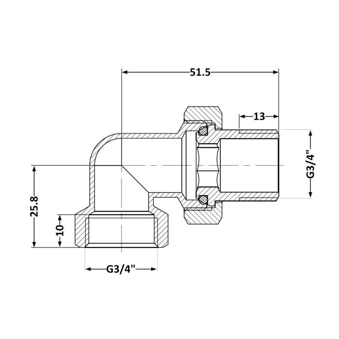 Згін-американка Thermo Alliance Base 3/4"ВЗ нікель, кутовий SD191W20 (SD191W20)