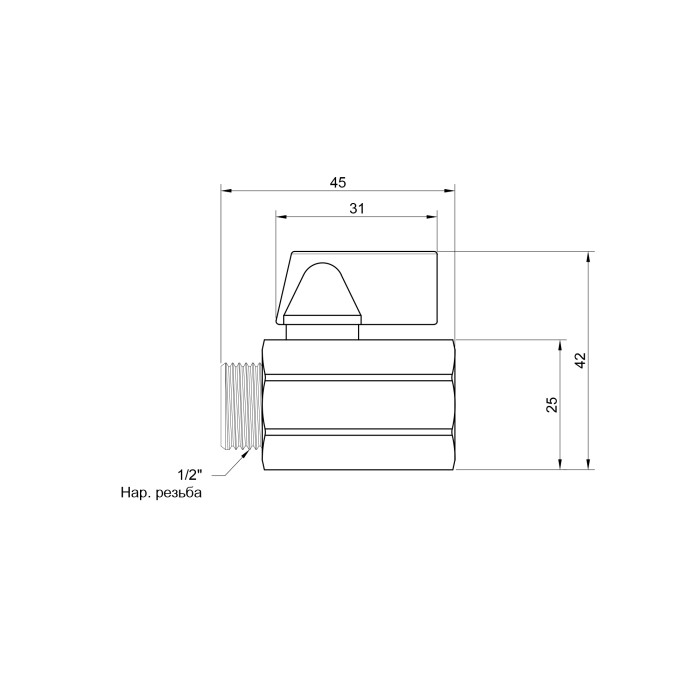 Кран кульовий SD Plus "Mini" 1/2" ВЗ SD188W15 (SD188W15)