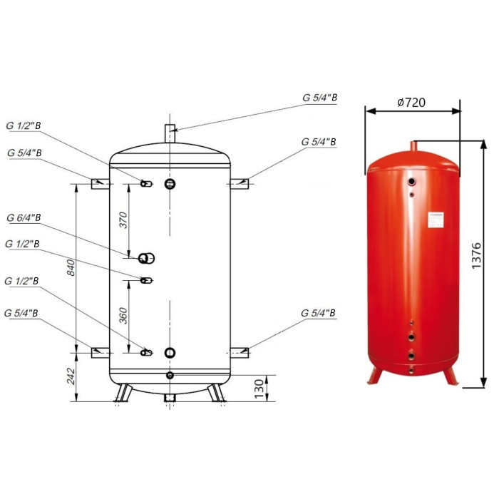 Теплоакумулятор Thermo Alliance TA-ТАМ-00 300 без ізоляції (TAТАМ00350)