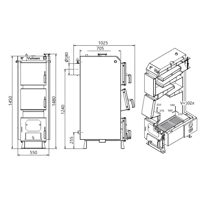 Котел твердопаливний сталевий Thermo Alliance Vulcan V 4.0 SF 27 (V27V40)
