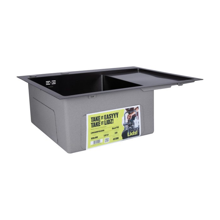 Мийка для кухні інтегрована Lidz Handmade H6350BR крило праворуч (LDH6350BRPVD45590) Brushed Black PVD 3,0/1,0 мм (LDH6350BRPVD45590)