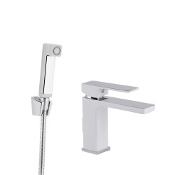Змішувач для раковини Qtap Gemini (з гігієнічним душем) QTGEM272CRW45691 Chrome/White (QTGEM272CRW45691)