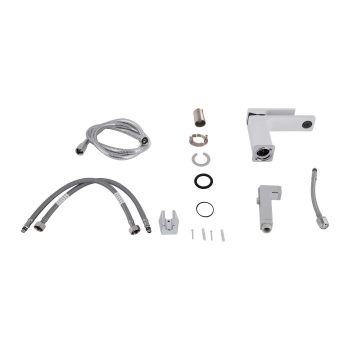 Змішувач для раковини Qtap Gemini (з гігієнічним душем) QTGEM272CRW45691 Chrome/White (QTGEM272CRW45691)