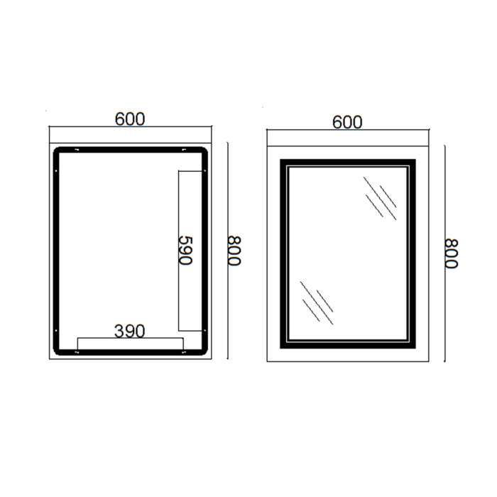 Дзеркало Qtap Cardinal 600х800 з LED-підсвічуванням Touch, з антизапотіванням, з димером, рег. темп. кольору (3000-6500K) Reverse QT0478C6080 (QT0478C6080)