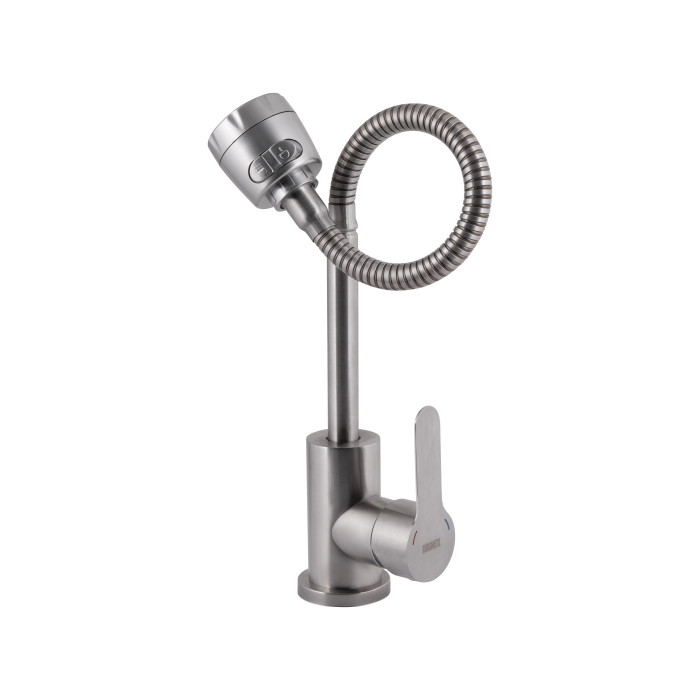 Змішувач для кухні Brinex Pure 015F41 з гнучким виливом   Nickel BRIPUR015F41NKL (BRIPUR015F41NKL)