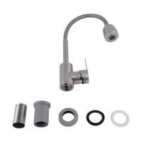 Змішувач для кухні Brinex Pure 015F41 з гнучким виливом   Nickel BRIPUR015F41NKL (BRIPUR015F41NKL)