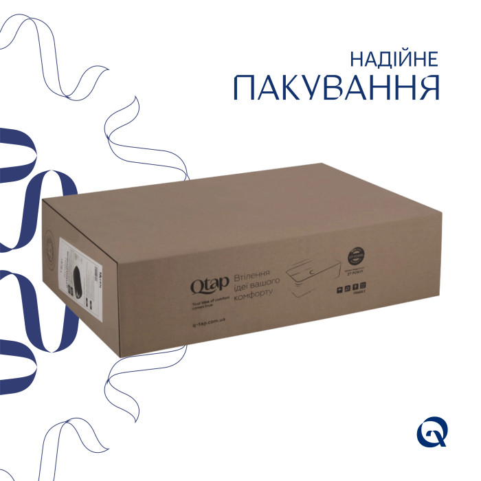 Комплект Qtap Robin: Раковина накладна прамокутна 600x390x150 мм Matt Black + Донний клапан PU03 (QT132143PMBMBN47296)