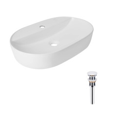 Комплект Qtap Scorpio: Раковина накладна овальна 600х400х120 мм White + Донний клапан PU02 (QT14112203WN47315)