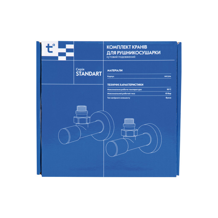 Комплект кранів Thermo Alliance Standart 1/2" З для рушникосушарки кутовий білий SF395W15W (SF395W15W)