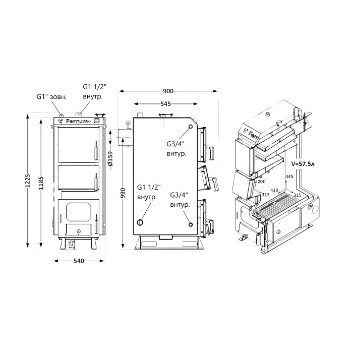 Котел твердопаливний сталевий Thermo Alliance Ferrum Plus V 5.0 FSF+ 14 (FSFPLUS14V50)
