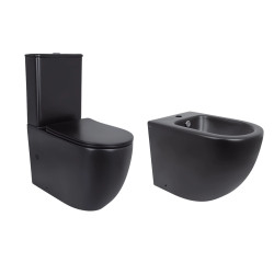Акційний набір: Унітаз напольний Robin Ultra Quiet QT13226083AMB 660x360x855 Black + Біде напольне Robin QT13442141CMB 565x360x405 Black (QT13226083AMB47928)