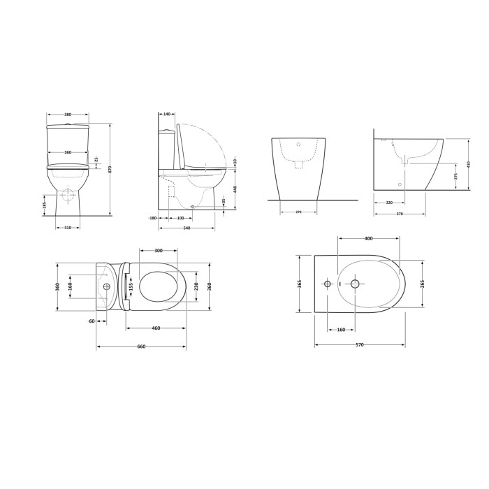 Акційний набір: Унітаз напольний Robin Ultra Quiet QT13226083AMB 660x360x855 Black + Біде напольне Robin QT13442141CMB 565x360x405 Black (QT13226083AMB47928)