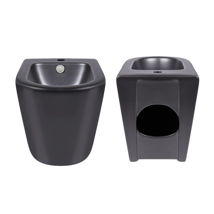 Акційний набір: Унітаз напольний Robin Ultra Quiet QT13226083AMB 660x360x855 Black + Біде напольне Robin QT13442141CMB 565x360x405 Black (QT13226083AMB47928)