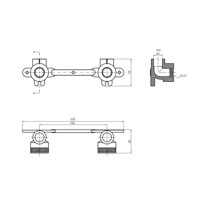 Монтажная планка PPR Blue Ocean 20х1/2" ВР (BOITWM2001XXX)