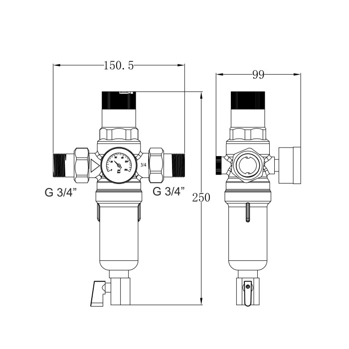 Фільтр самопромивний Thermo Alliance Forte 3/4" з редуктором для горячої води SF128W20H (SF128W20H)