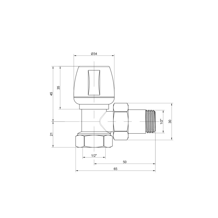 Кран радіаторний Icma 1/2" кутовий №803 (82803AD06)