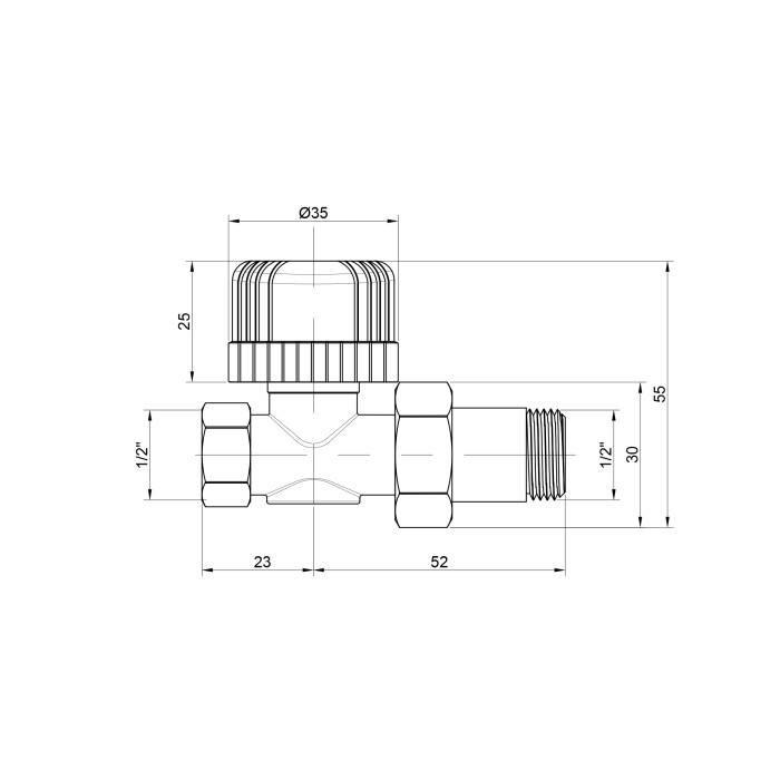 Кран радіаторний Icma 1/2" 28х1,5 прямий №775 (82775AD06)