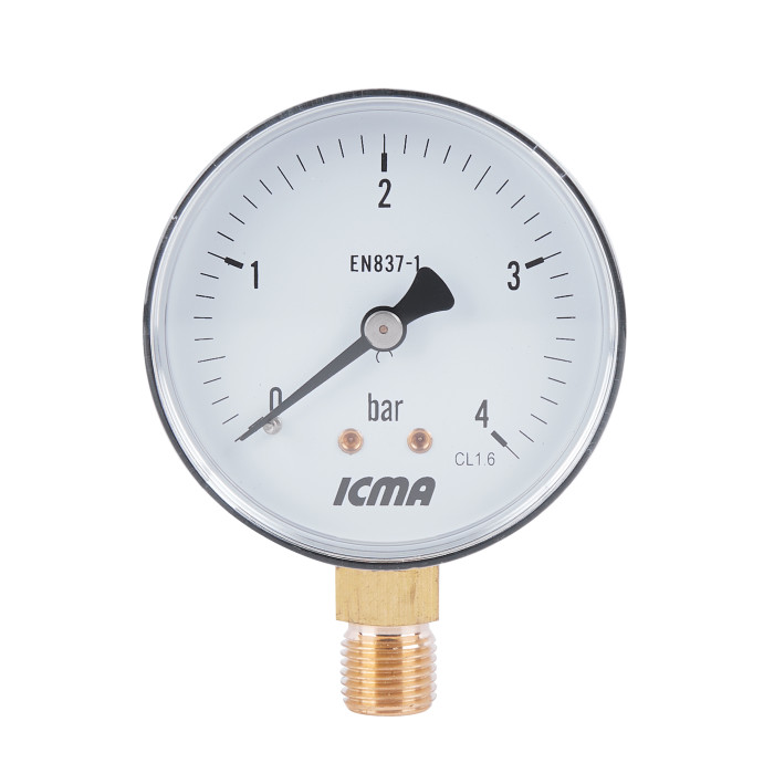 Манометр Icma 1/4" 0-4 бар, нижнее подключение №244 (91244AB04)