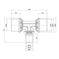 Трійник прес Icma 32х16х32 №406 (81406GQGHGQ06)