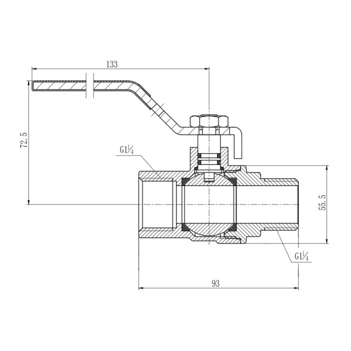 Кран кульовий SD Forte 1" 1/4 ВЗ для газа (ручка) SF605G32 (SF605G32)
