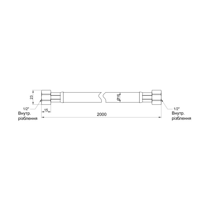 Шланг для газу Thermo Alliance чорний 1/2" ВВ 200 см SD91G200 (SD091G200)