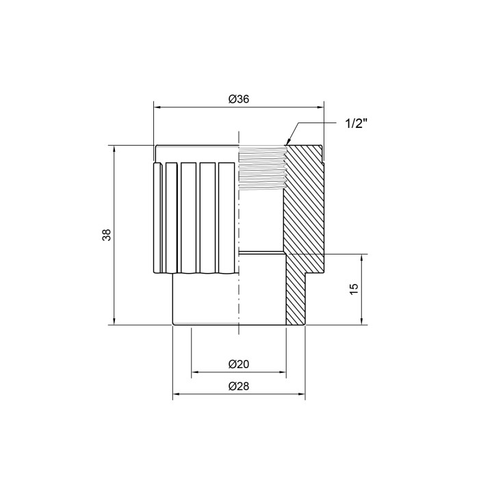 Муфта PPR Thermo Alliance 20х1/2" ВР (DSB2015)