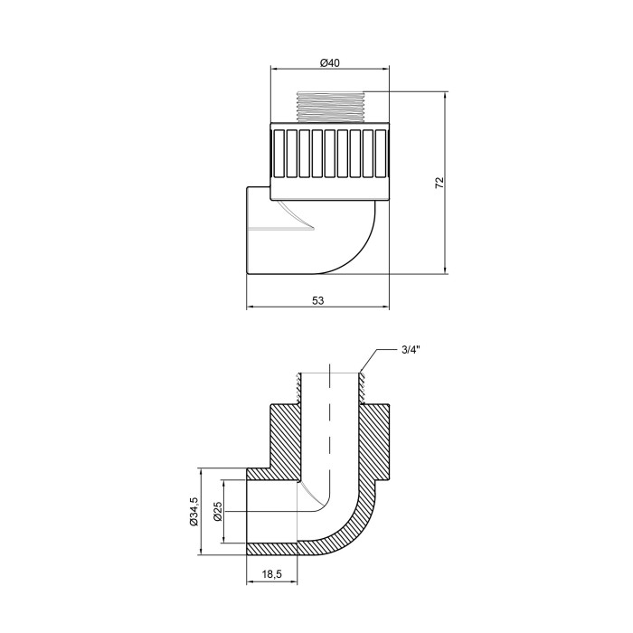 Кутик PPR Thermo Alliance 25х3/4" ЗР (DSE4035)